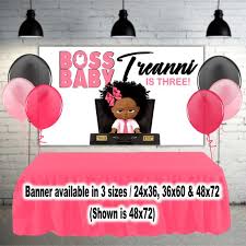Black Boss Baby Baby Shower Decorations Boss Baby Girl African American Banner Backdrop Pink And Black Baby Birthday Party Girl Baby Girl Banner Baby Birthday Party