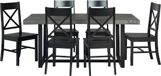Walker edison solid wood black dining bench. Best Buy Walker Edison Rectangular Farmhouse Wood Dining Table Set Of 7 Gray Black Bb72dstrgbl 7