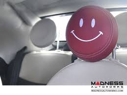 Fiat 500 Headrest Covers 2 Red W White Happy Face Front Set Of 2 Fiat 500 Fiat Fiat 500e