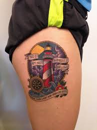 Lighthouse Tattoo By Joshua Ross At Mind S Eye Tattoo In Emmaus Pa Lighthouse Tattoo Tattoos Inspirational Tattoos