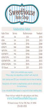 Sweet House Bake Shop Bakery Pricing In 2019 Cake