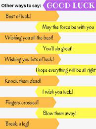 And here's wishing you the very best for all the new ventures, that life has in store for you. English Idioms Ar Twitter Other Ways To Say Good Luck 1 Best Of Luck 2 Wishing You All The Best 3 Wishing You Lots Of Luck 4 Cross My Fingers 5 Fingers