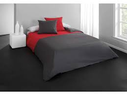 Taies d'oreiller assorties dimensions : Housse De Couette Et 2 Taies D Oreiller Perla Rouge Gris Conforama