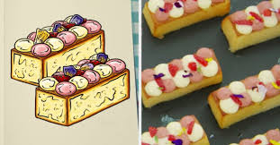 8 Side By Sides Of The Great British Bake Off Bakes Vs Their Drawings In 2021 Great British Bake Off British Bake Off Cube Cake