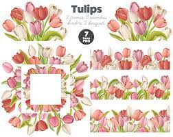 Tulip Frames And Borders Red Tulip Decoration Clipart Flower Etsy Flower Border Tulip Decor Spring Flower Decor