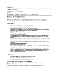senior civil construction estimator job