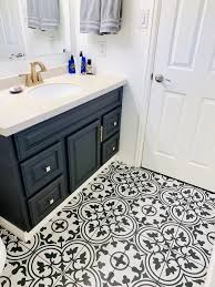 Black And White Geometric Bathroom Tiles Black And White Tile I Geometric Tile I Bathroom Renovation I Painted Bathroom Vanity I M Bathroom Tile Renovation White Bathroom Tiles Painted Vanity Bathroom