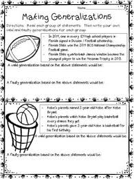 Generalization Worksheets Writing Valid And Faulty Generalizations Sports In 2020 Generalizations Word Problem Worksheets Worksheets