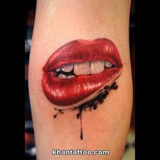 Realism Bite The Bullet Tattoo Biting Lip Tattoo Hot