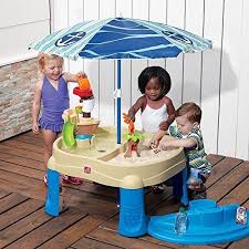 Amazon Com Step2 Sail Away Adventure Sand Water Table Toys Games Sand And Water Table Water Table With Umbrella Sand And Water