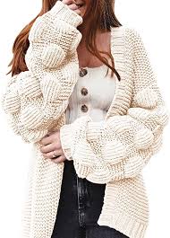 The classic chunky knit jumper is perfect for new and seasoned knitters. Yacooh Womens Oversized Chunky Knit Cardigan Sweaters Open Front Pom Pom Long Balloon Sleeve Solid Loose Sweater Outwear At Amazon Women S Clothing Store