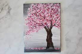 As a beginner, this is already a great start. Cherry Blossom Tree Painting With Acrylics And Q Tips Easy Painting Idea Cherry Blossom Painting Cherry Blossom Art Cherry Blossom Painting Acrylic