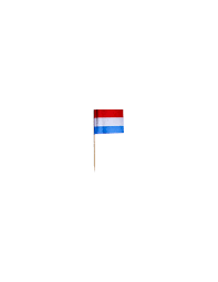 De color rojo, blanco y azul cobalto. Palillos Bandera Holanda Decorativos 8 Cm