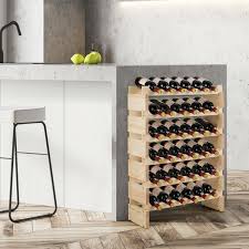 Modular wine storage kit 30 bottle black features how's that cellar working out for you?. 36 Bottles Stackable Wooden Wobble Free Modular Wine Rack Wine Racks Cabinets Storage Costway