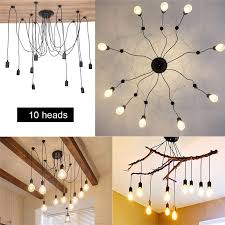 Walfront Diy Vintage Style Pendant Light Holder Industrial Vintage Style Spider Ceiling Lamp Hanger Fixtures Fit For E27 Bulb 10 Head 2m Cable Walmart Com Vintage Pendant Lighting Retro Pendant Lights