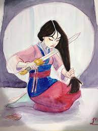 Mulan Cuting Her Hair Disney Art Disney Drawings Mulan Disney