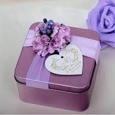 1 Set 10 Pcs Purple Square Tin Plate Candy Box Wedding Gift Box Cute Chocolate Container With Artificial Cheap Gift Boxes Wedding Gift Boxes Wedding Cake Boxes