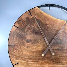 Walnut Live Edge Wall Clock 60cm