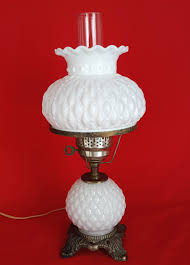 3 vintage small lamp shades retro pink green scallop bell clip on light 5 inches. Gwtw White Milk Glass Diamond Quilt Pattern Hurricane Lamp Home Living Lamps