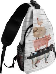 Amazon.com | Gsypo Sling Backpack, Farmhouse Animal Themed Cow Pig Chicken  Waterproof Lightweight Small Sling Bag, Travel Chest Bag Crossbody Shoulder  Bag Hiking Daypack for Women Men | Casual Daypacks