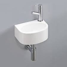 Lave Mains Faible Profondeur 27 5x19 5 Cm De Forme Semi Arrondie Aux Contours Aigus Avec Cuve Oblongue Sans Trop Pl Petit Lave Main Lave Main Lave Main Design