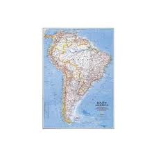 Silk dublu laminat, folie 25 microni, şipci de lemn. Harta Politica America De Sud National Geographic Geostore Ro