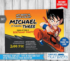 This card is bright and colorful and a sure way to excite the biggest fans of the show. Download Birthday Invitation Templates Dragon Ball Z Invitation Dragon Ball Z Birthday