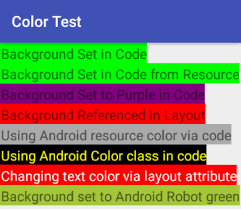 how to set a color in android tek eye