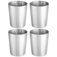 Metal wastebaskets are a little bit pricier than the plastic wastebaskets 4. Mdesignmdesign Small Metal Trash Can Garbage Bin 8 Round In Chrome Set Of 4 Dailymail