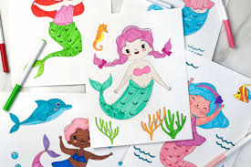A mermaid is mythical creature said to be living in the seas and is usually characterized as an individual with a female human upper body and a fish tail as its lower body part. Printable Mermaid Coloring Pages For Kids