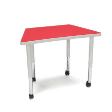 Ofm Adapt Series Adjustable Height Trapezoid Student Table With Casters White Size Large Adjustable Height Desk Adjustable Desk Table Height