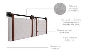 Find a stylish bed frame to add to your bedroom. Amazon Com Nathan James Harlow Wall Mount Faux Leather Or Fabric Upholstered Headboard Adjustable Height Vintage Brown Straps With Black Matte Metal Rail King Gray