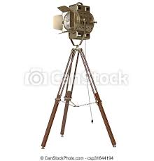 From adjustable tripod shades and arcs to rustic oil. Spotlight Floor Lamp Wooden Tripod 3d Graphic Object On White Background Isolated Canstock