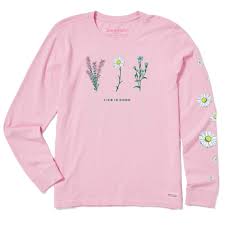 Men's stay cool vintage crusher tee, heather gray. Women S Detailed Wildflowers Long Sleeve Crusher Tee Life Is Good Official Site