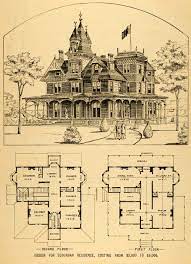 1879 Print Victorian House Architectural Design Floor Plans Horace G Knapp Nyack Maison Victorienne Maison Gothique Maison De Maitre