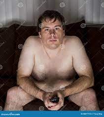 Obese Naked Man Watching TV Stock Image - Image of caucasian, health:  48417113
