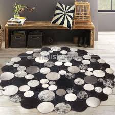 siyah beyaz yuvarlak deri patchwork hali halistores com halilar renkler tv unitesi