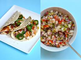I like mine with a 6th ingredient added (avocado) and sometimes a squeeze of lime too. Fish Taco Smoky Paprika Blackened Grouper With Peach Salsa