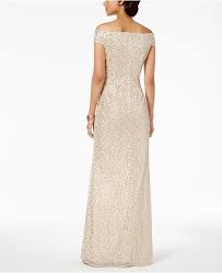 Adrianna Papell Off The Shoulder Sequined Gown Reviews Dresses Women Macy S Mother Of The Bride Dresses Long Evening Gown Dresses Mother Wedding Dress