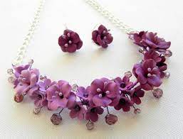 Violet Jewelry Flower Necklace Violet Necklace Lavender Etsy Violet Jewelry Lavender Jewellery Romantic Jewellery