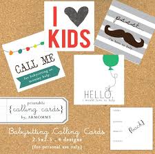 Fun, custom, babysitter business cards to promote your childcare and nanny services. Cute Printable Calling Cards Calling Cards Diy Case Cards