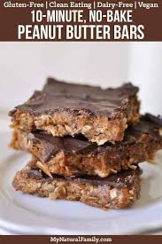 Healthy No Bake Peanut Butter Oatmeal Bars My Natural Family Recipe Healthy Baking Oatmeal Bars Dairy Free Recipes