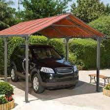 Palram Frontier 5000 11 Ft X 16 Ft Grey Carport Discontinued 701522 The Home Depot Diy Carport Carport Carport Designs