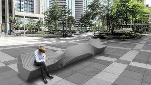 Concrete Modular Bench Urban Park Modern Bench Outdoor Public Space