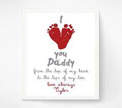 Valentines Day Gift For New Dad From Baby S First Etsy Baby Footprint Art Fathers Day Crafts Valentine Day Crafts