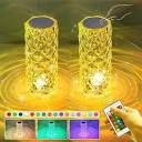 2 Pack Crystal Lamp, Touch Control Crystal Table Lamp, Crystal ...