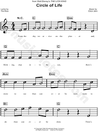 Circle Of Life From The Lion King Sheet Music For Beginners In C Major Download Print Circle Of Life Sheet Music Lion King