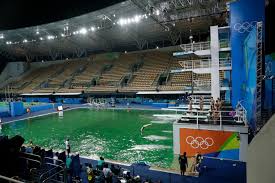 Open crowds limited despite california reopening and more ledecky, who had booked her tokyo ticket by winning the 400m free on monday, took on her toughest test of the week in the omaha pool by racing in the two finals, adding two more events to. Rio 2016 Green Not Blue The Color Of Swimming Pool At Olympics