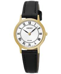 Seiko Women S Solar Dress Black Leather Strap Watch 26mm Sup304 Watches Jewelry Watches Macy S Black Leather Strap Leather Leather Straps