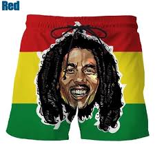 Rock Singer Bob Marley Reggae Rasta Pattern Board Shorts 3D Printing Men's  Outdoor Leisure Sports Gym Shorts Men Swim Trunks